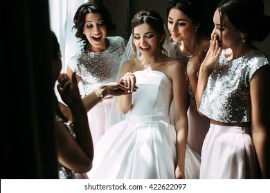 Bride is showing her engagement ring