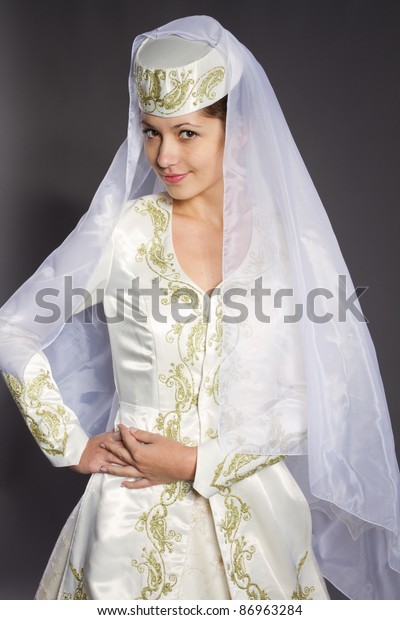 Bride Tatar National Wedding Dress Isolated Stock Photo 86963284 ...