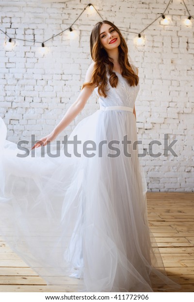 Bride Tender Light Blue Wedding Dress Stock Photo Edit Now 411772906