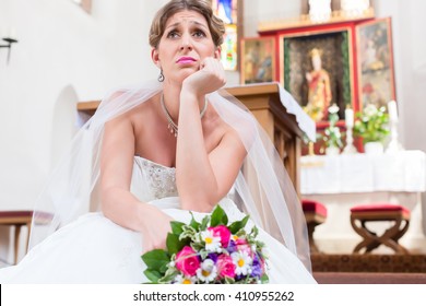 Bride Waiting Alone For Wedding Being Frustrated