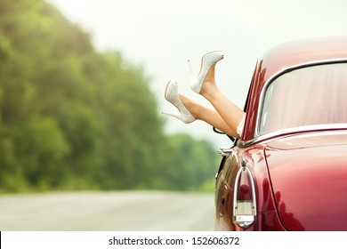 Bride In Wedding Car