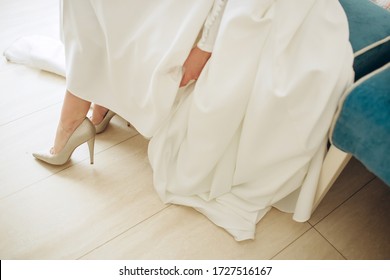 bride in wedding dress shoes. Bridesmaid shoes - Shutterstock ID 1727516167