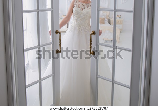 Bride Wedding Dress Stands Next Door Stock Photo Edit Now