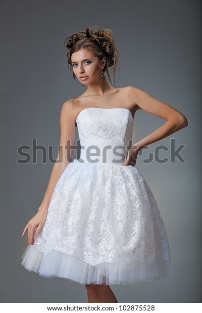 Bride White Couture Wedding Dress On Stock Photo Edit Now 102875528
