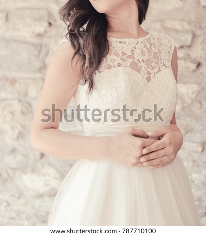 bride white dress details