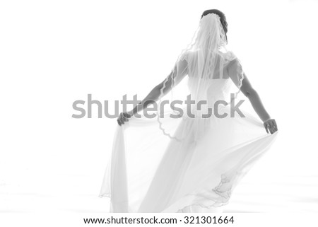 Similar – sad bride in wedding dress and long veil