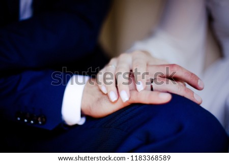 Similar – Image, Stock Photo hands intertwined wedding couple on wedding day