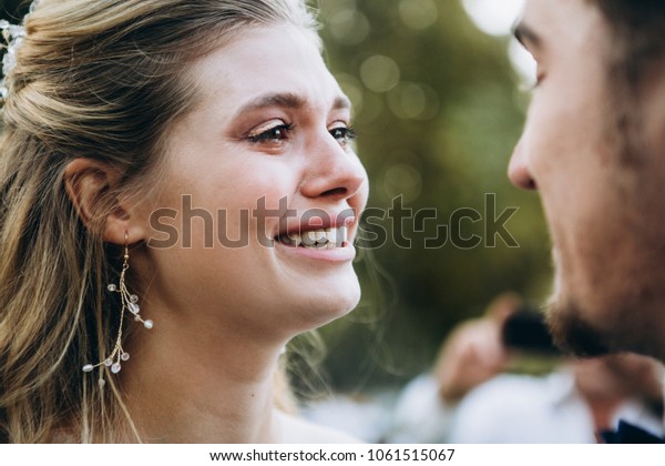 Bride's tears of happiness