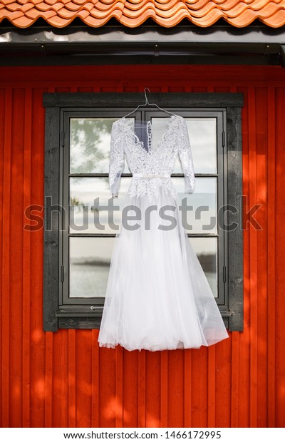 Brides Wedding Dress On Window Swedish Stock Photo Edit Now
