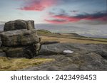 At the Bridestones above Todmorden on the Calderdale Way hike