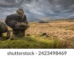 At the Bridestones above Todmorden on the Calderdale Way hike