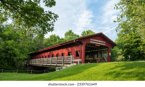 Bridge # 13-10-A
Lake of the Woods is a 145 foot Covered Bridge across the Sangamon River in Lake of the Woods State Park, north of Mahomet Township in Champaign County, Illinois.  - Powered by Shutterstock