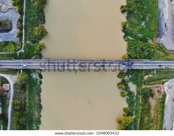 Bridge across the\
river. View from above