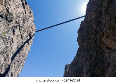 Bridge across rocky canyon in Colorado, USA