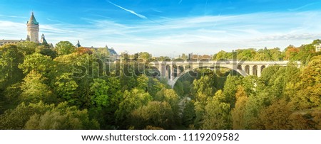 The bridge of Adolph is the national symbol of the city, it is one of the main tourist attractions. Luxembourg. Luxembourg. 