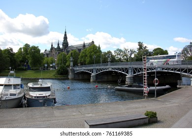 The bridge is an artificial structure erected through the water.
