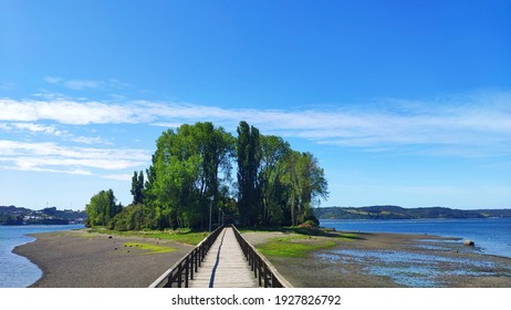 Bridge To Aucar Island (Isla De Las Almas Navegantes) In The Chiloé Archipelago, Chile. 