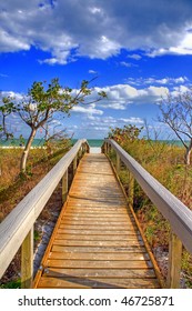 Bridge To The Beach In The Tampa Area, Florida, USA