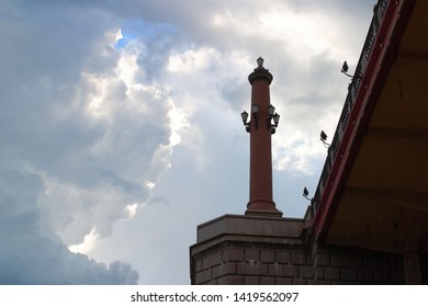 bridge column on the background of the cloudy sky