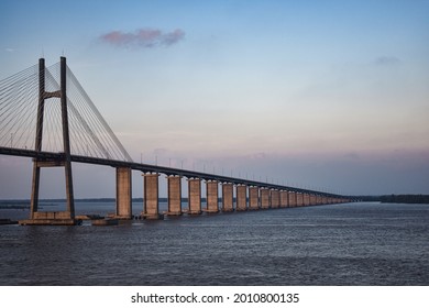 Bridge Connecting The Two Cities Of Rosario And Victoria In Argentina