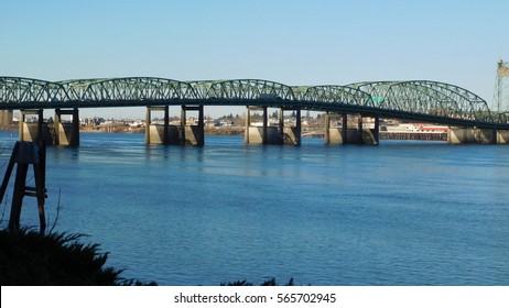 Bridge Connecting Washington And Oregon Over The Columbia River.