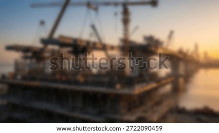 Bridge Construction at Sunset Engineering Marvel and Urban Skyline.