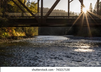 Bridge Crossing The Cle Elum River, Washington.