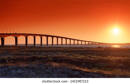 Bridge Of Íle De Ré Island In Charente Maritime Coast