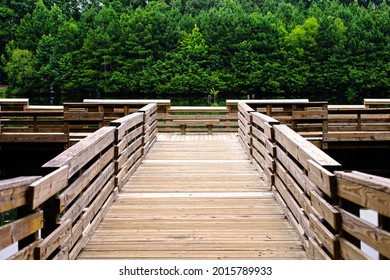 A Bridge And A Dock At A Lake In North Carolina