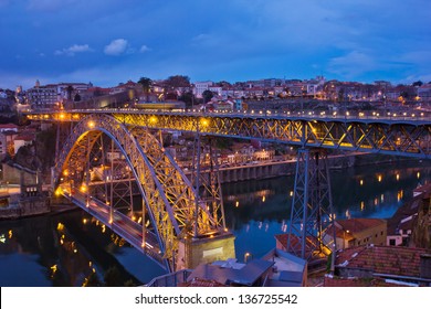 bridge of Dom Luis I  (constructed in 1886, world heritage) in old Porto, Portugal