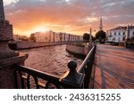 Bridge and embankment of channel or river in Saint Petersburg, Russia