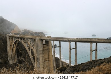 Bridge foggy highway 1 coast usa - Powered by Shutterstock