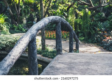 Bridge Footbridge Walkway In Tranquil Garden Park