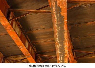 Bridge Girder Made Of Rusted Metal Steel
