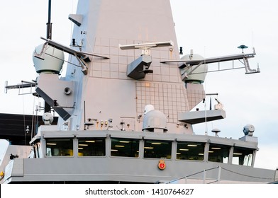 Bridge Of HMS Duncan With Radar System Above.