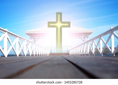 The bridge at the island of Thailand and the Cross of Jesus Christ is so beautiful. - Shutterstock ID 1455285728