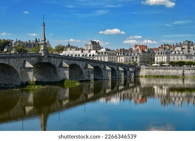 Bridge Jacques-Gabriel over the Loire river at Blois, a commune and the capital city of Loir-et-Cher department in Centre-Val de Loire, France,