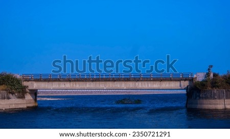 Bridge in the lake with clean sky, Blue sky background