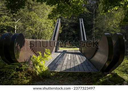 Bridge at the Lareo reservoir, GR path Altxonbide ibilbidea. GR 35, Aralar natural park, Guipuzcoa-Navarra, Spain