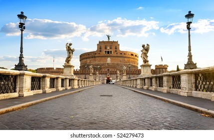 Bridge leading to Castle of the Holy Angel in Rome, Italy.