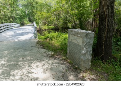 Bridge at Moores Creek National Battlefield. Park commemorates American Revolutionary War patriot victory over loyalists at Battle of Moore's Creek Bridge in North Carolina. Trap was set to win battle