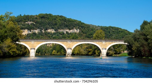 Bridge On The Dordogne River In France