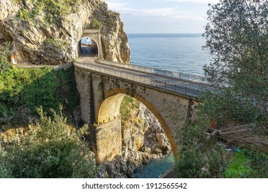 Bridge On The Fjord Di Furore With The Sea In The Background