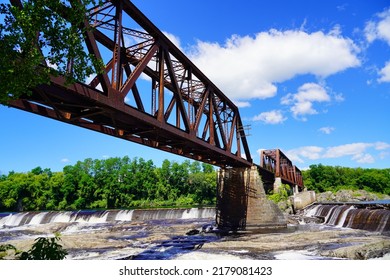 A Bridge On Kennebec River In Maine State