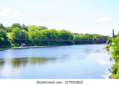 A Bridge On Kennebec River In Maine State