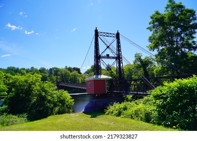 A Bridge On Kennebec River In Maine State