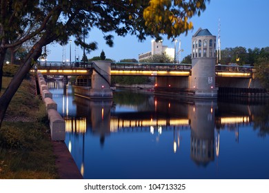 Bridge On Milwaukee River At Sunset