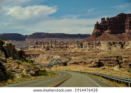 Similar – Image, Stock Photo Hite Crossing Bridge over the Colorado River, USA