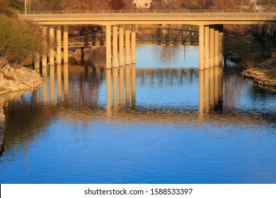 A Bridge Over The Concho River In Late Afternoon, San Angelo, TX/USA (Dec. 12, 2019)