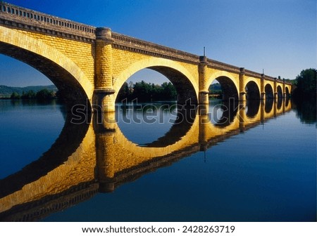 Bridge over the dordogne river, aquitaine, france